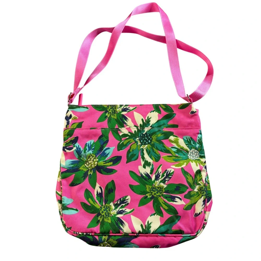 Vera Bradley Triple Zip Hipster Pink Floral Crossbody‎ Bag Tropical Paradise